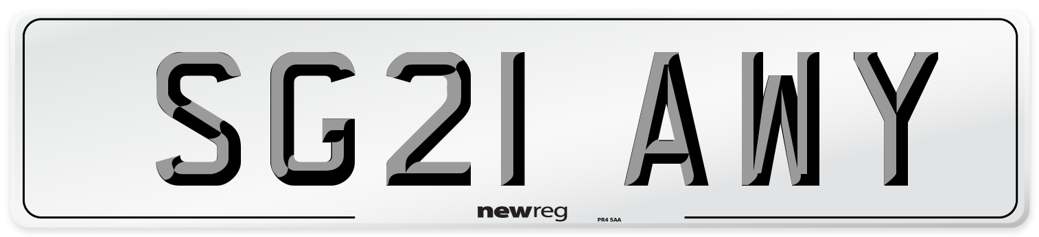 SG21 AWY Number Plate from New Reg